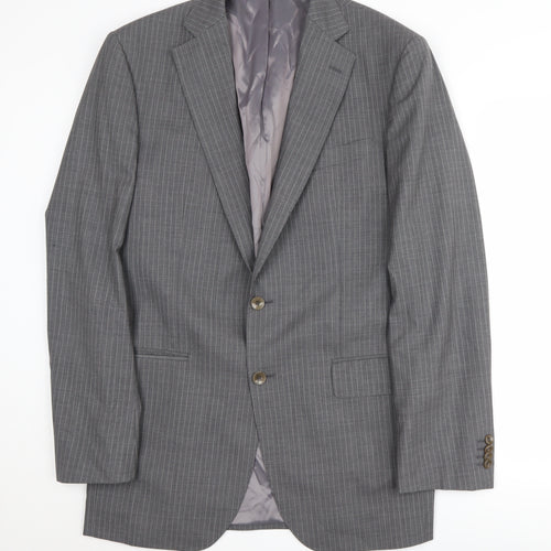 Marks and Spencer Men's Grey Striped Blazer, 38 Long