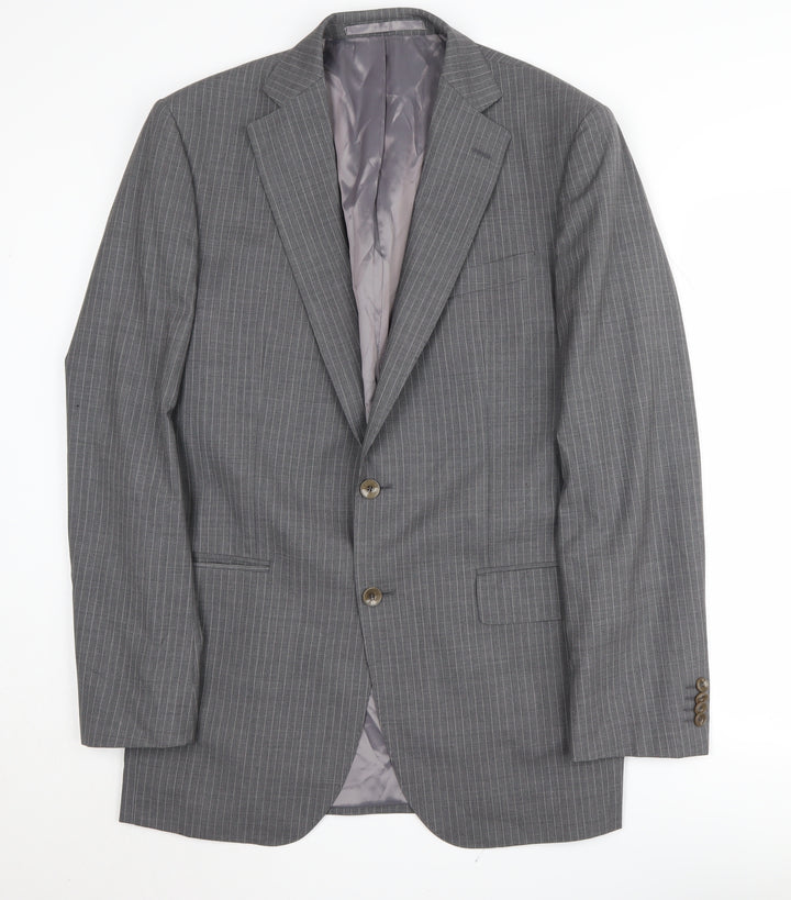 Marks and Spencer Men's Grey Striped Blazer, 38 Long