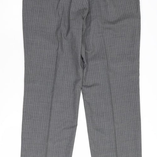 Marks and Spencer Men's Grey Wool Trousers, 34 Waist, Striped, Business