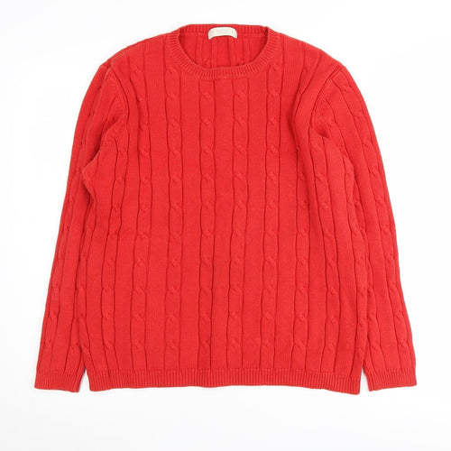 Marks and Spencer Women's Red Cable-Knit Jumper Size 16