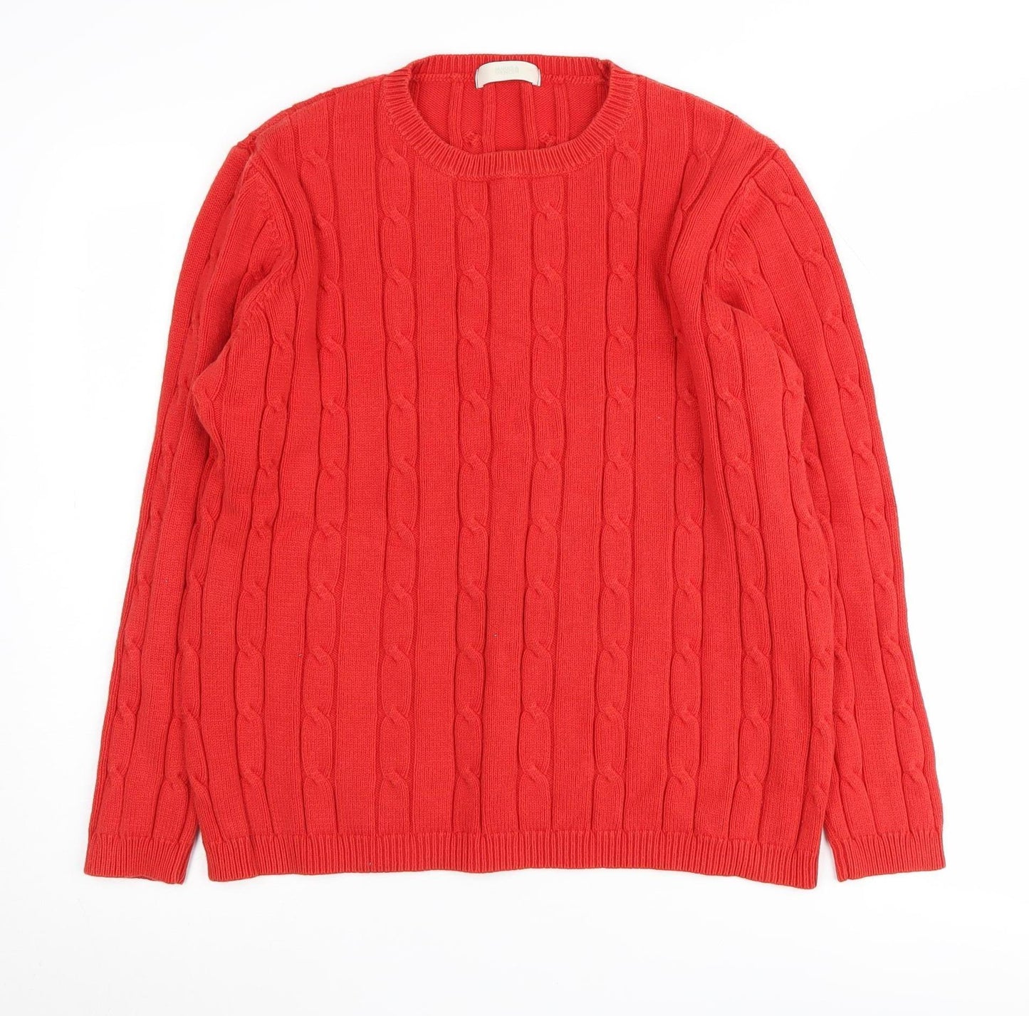 Marks and Spencer Women's Red Cable-Knit Jumper Size 16
