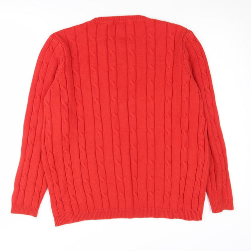 Marks and Spencer Women's Red Cable-Knit Jumper Size 16