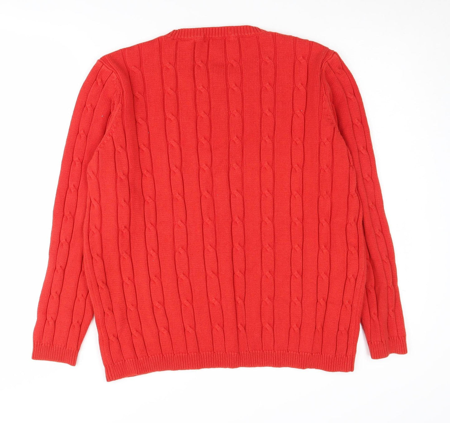 Marks and Spencer Women's Red Cable-Knit Jumper Size 16