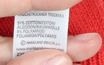 Marks and Spencer Women's Red Cable-Knit Jumper Size 16