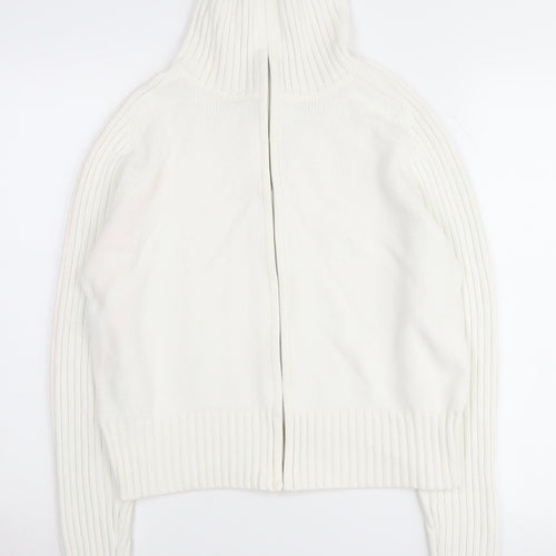 Marks and Spencer Women's White High Neck Zip Jumper Size 18