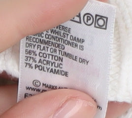 Marks and Spencer Women's White High Neck Zip Jumper Size 18