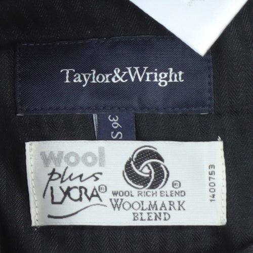 Taylor & Wright Men's Black Wool Trousers, Size 36 S