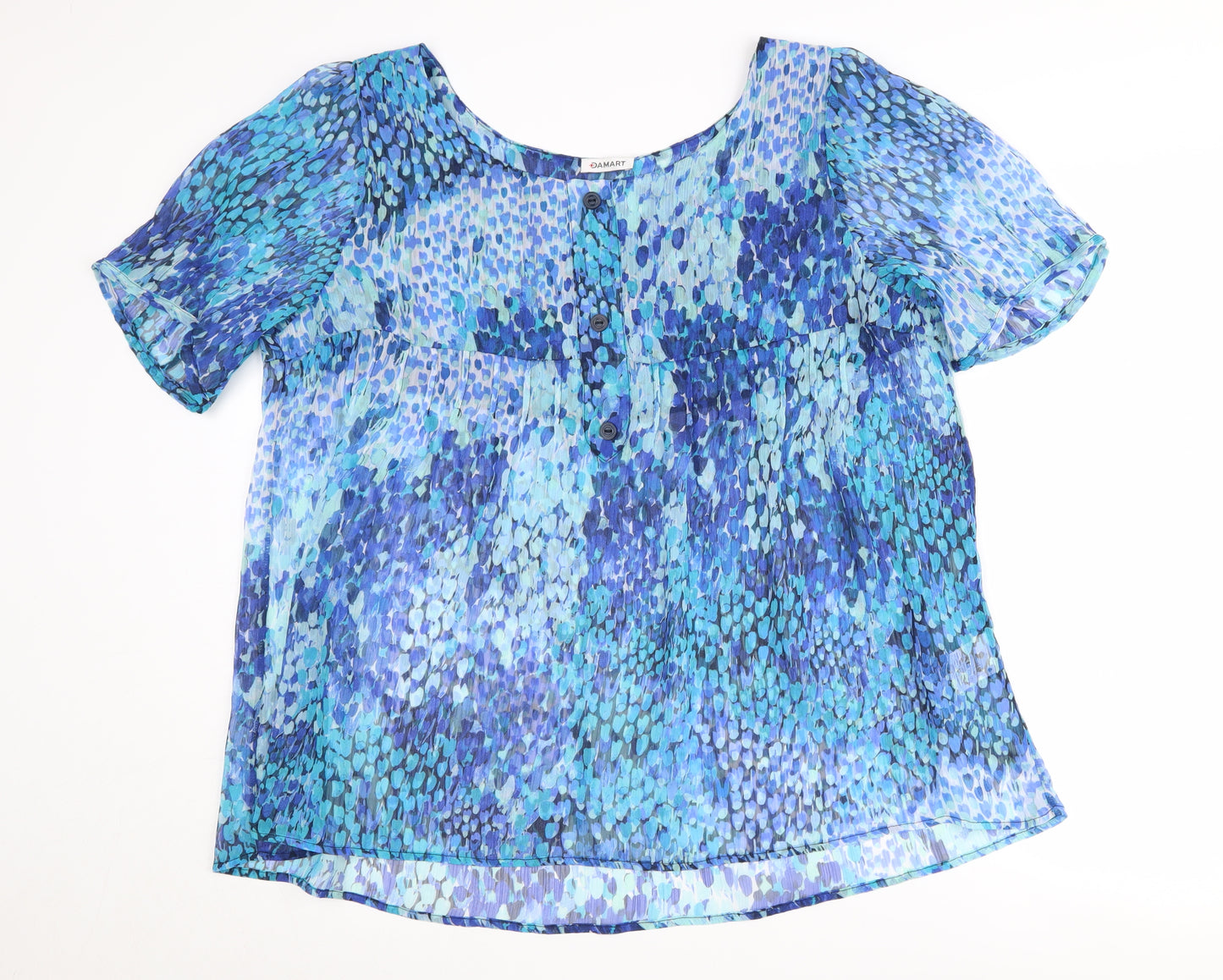 Damart Women's Blue Animal Print Blouse Size 22