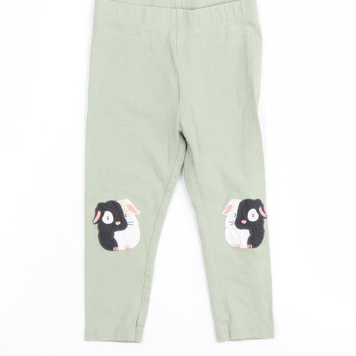 Next Girls Green Animal Print Leggings - Size 2 Years