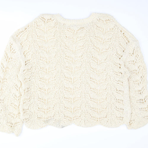 Zara Women's Ivory Knit Pullover Jumper L