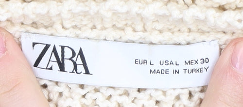 Zara Women's Ivory Knit Pullover Jumper L