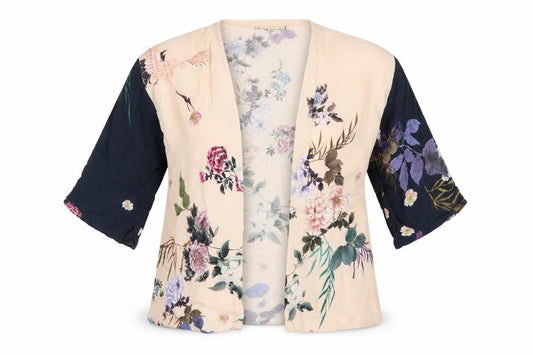 Front view of Next girls’ floral shrug in multicoloured viscose, size 9, years