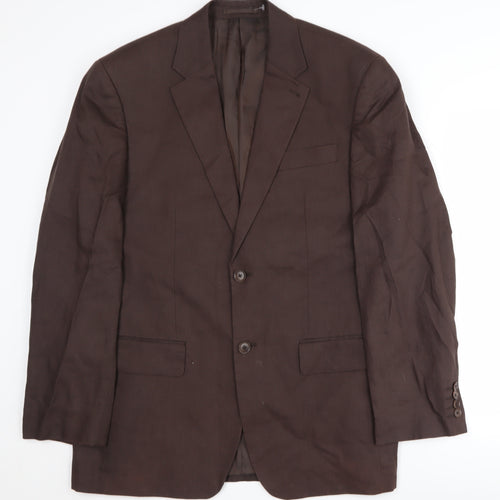 Next Men's Brown Linen Blazer, Size 40R, Regular Fit