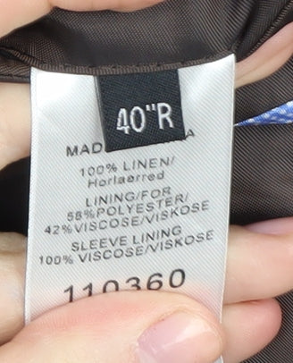 Next Men's Brown Linen Blazer, Size 40R, Regular Fit