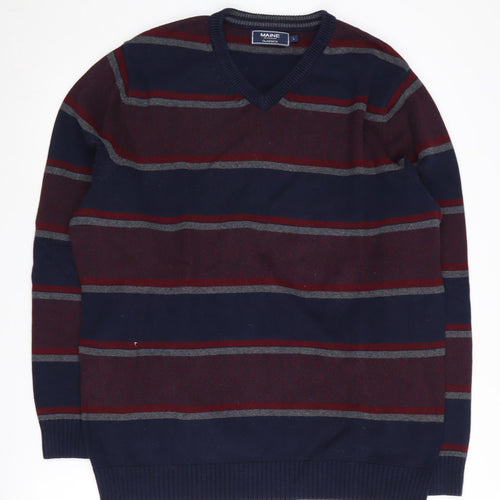 Maine New England Men's Multicoloured Striped Pullover - L