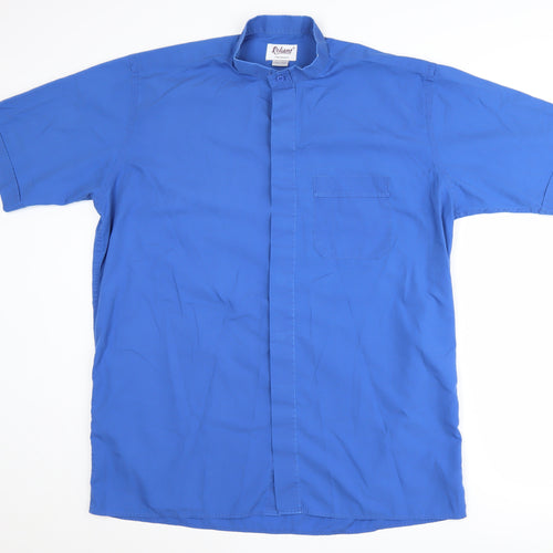 Reliant Men's Blue Short Sleeve Casual Button-Up Shirt