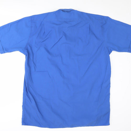 Reliant Men's Blue Short Sleeve Casual Button-Up Shirt