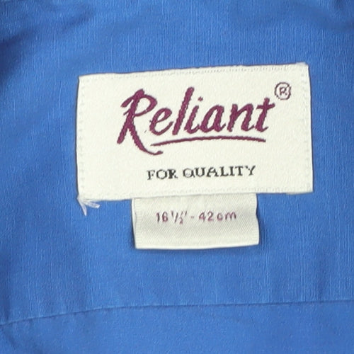 Reliant Men's Blue Short Sleeve Casual Button-Up Shirt