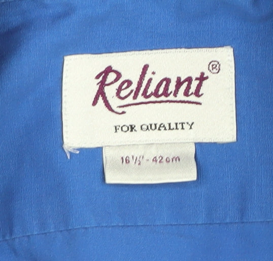 Reliant Men's Blue Short Sleeve Casual Button-Up Shirt