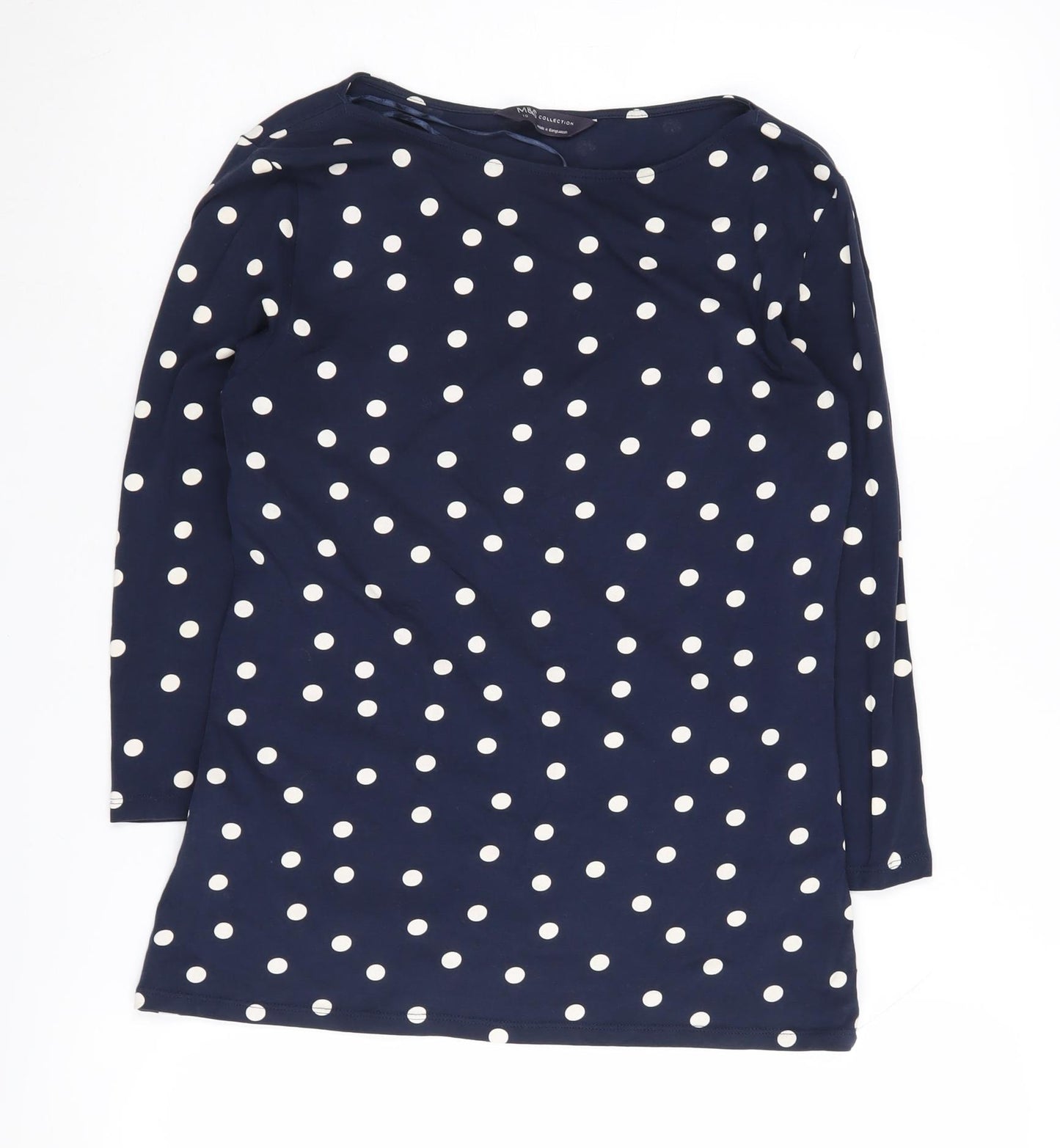 Marks and Spencer Women's Polka Dot Blue T-Shirt Size 10