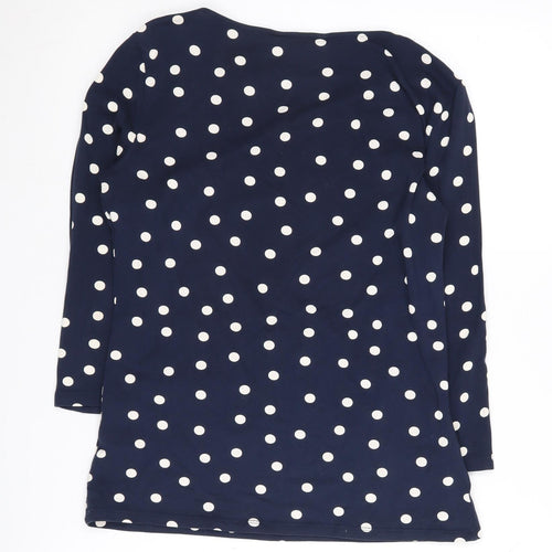 Marks and Spencer Women's Polka Dot Blue T-Shirt Size 10