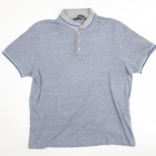 Petroleum Men's Blue XL Striped Cotton Polo