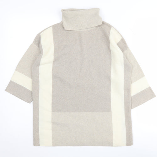 Lafayette 148 Women's Beige Roll Neck Knit Jumper XS