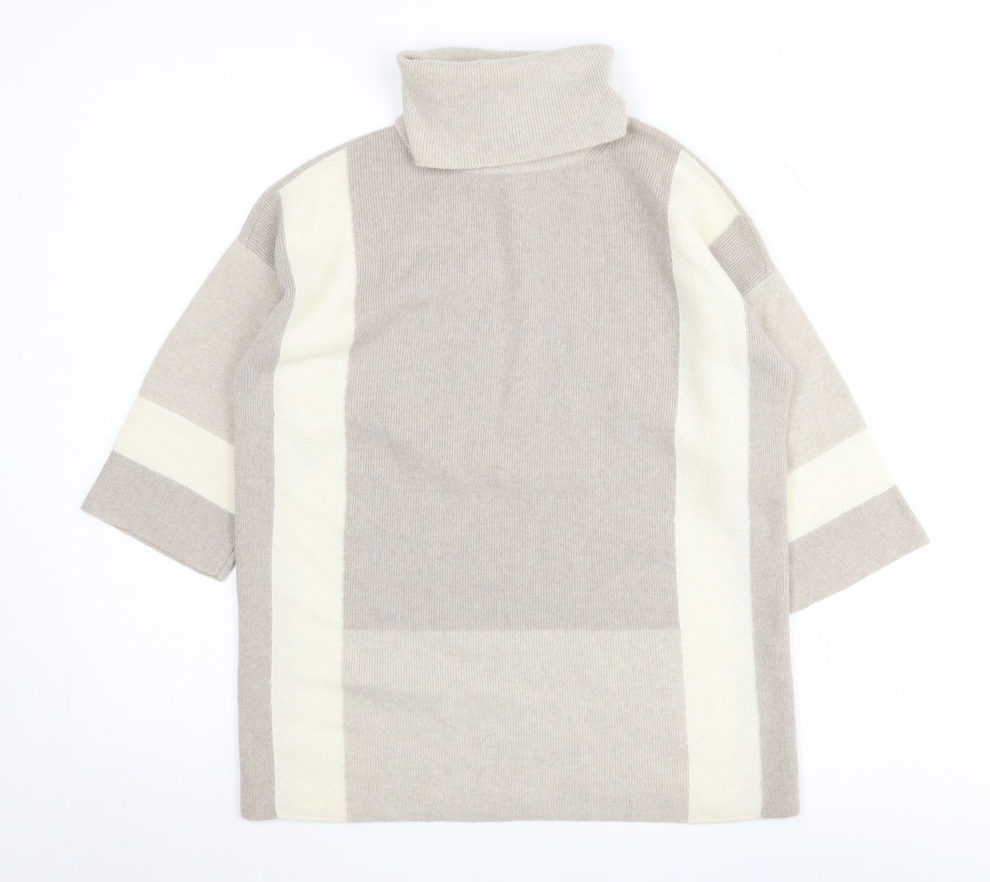 Lafayette 148 Women's Beige Roll Neck Knit Jumper XS
