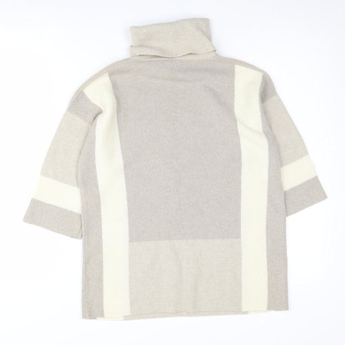 Lafayette 148 Women's Beige Roll Neck Knit Jumper XS