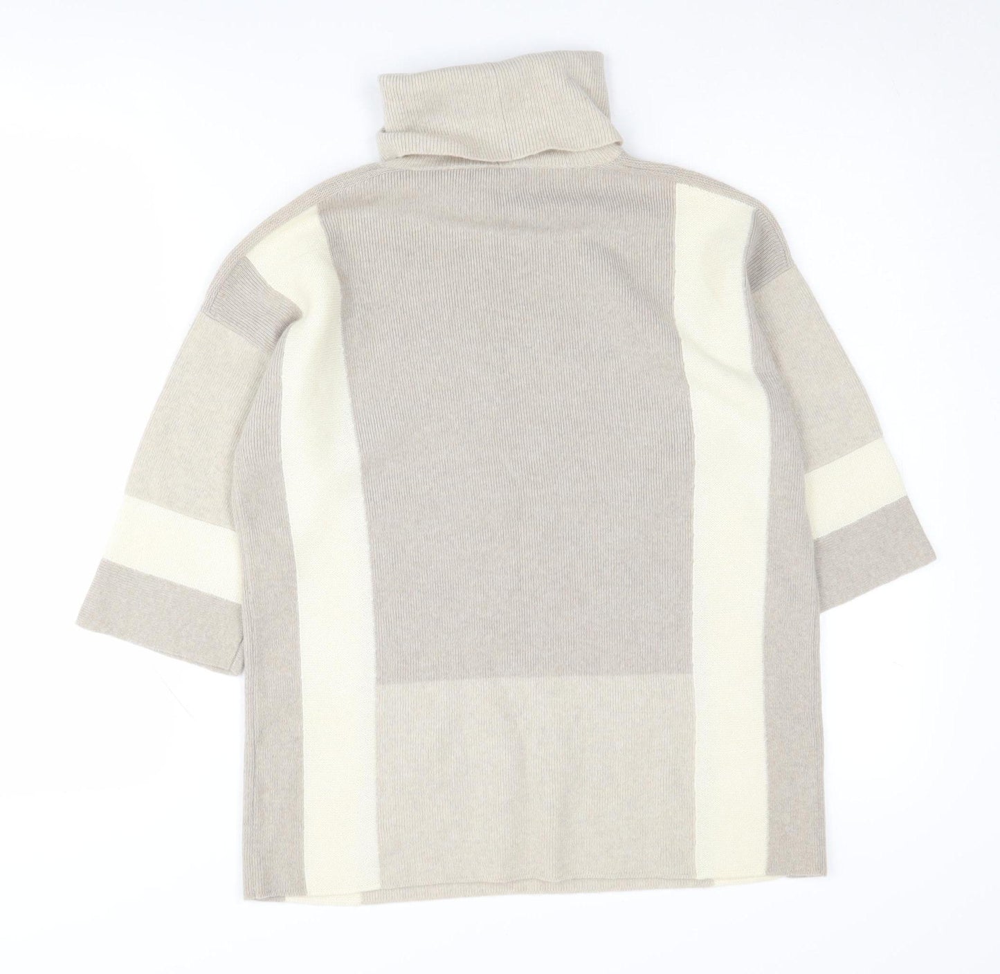 Lafayette 148 Women's Beige Roll Neck Knit Jumper XS