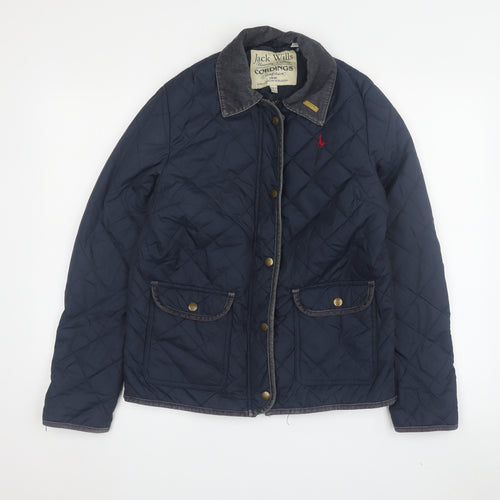 Jack Wills Women's Blue Quilted Jacket Size 10 - Casual Style