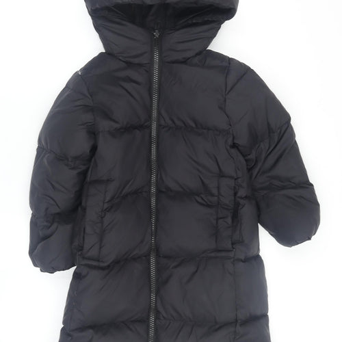 Zara Girls Black Puffer Jacket Size 7 Hooded Winter Coat