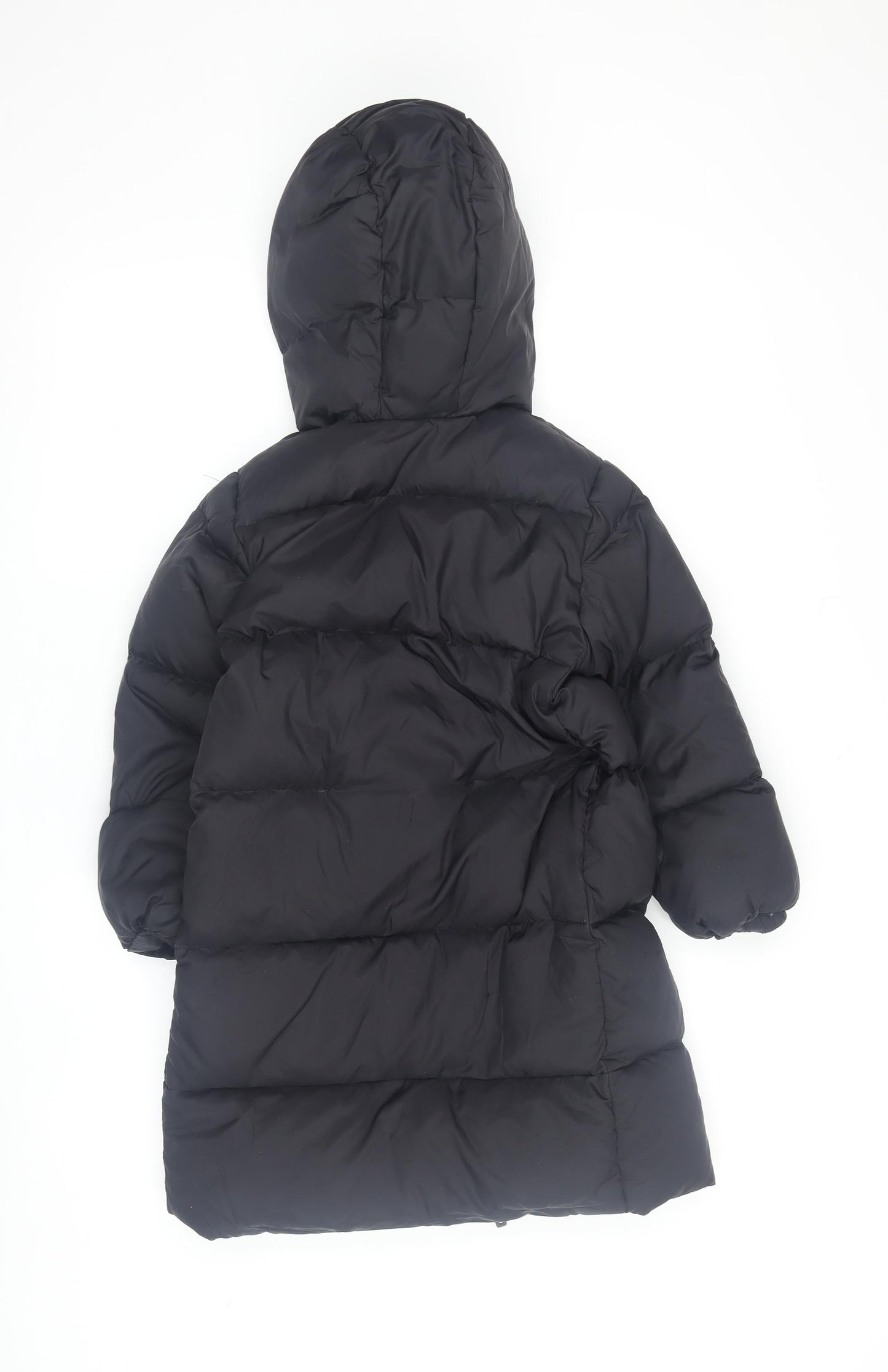 Zara Girls Black Puffer Jacket Size 7 Hooded Winter Coat