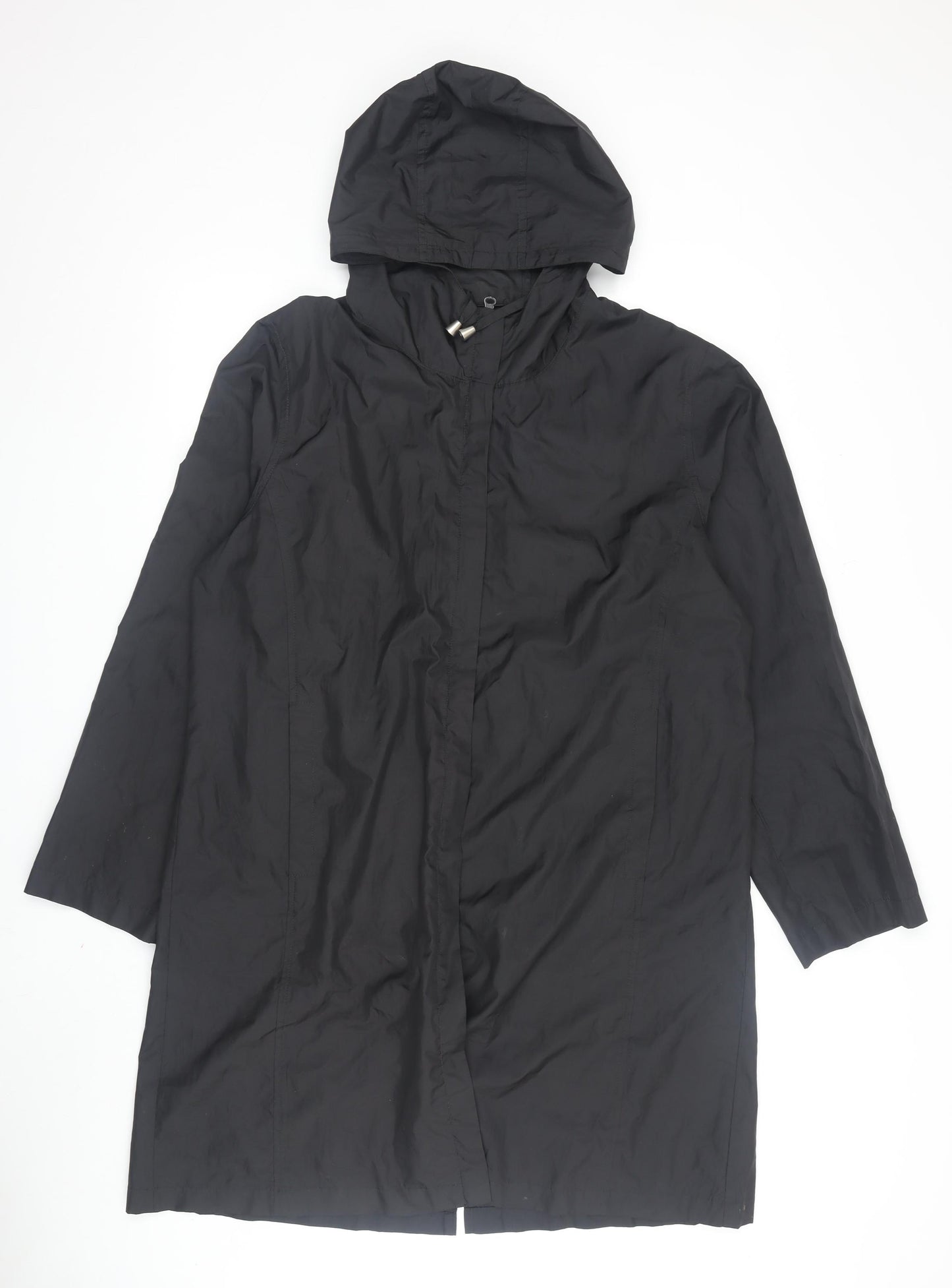 BHS Women's Black Rain Coat Size 18, Hooded & Waterproof