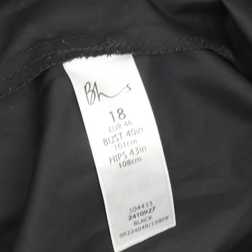 BHS Women's Black Rain Coat Size 18, Hooded & Waterproof