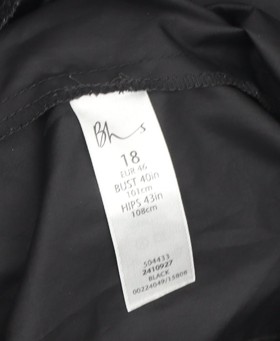 BHS Women's Black Rain Coat Size 18, Hooded & Waterproof
