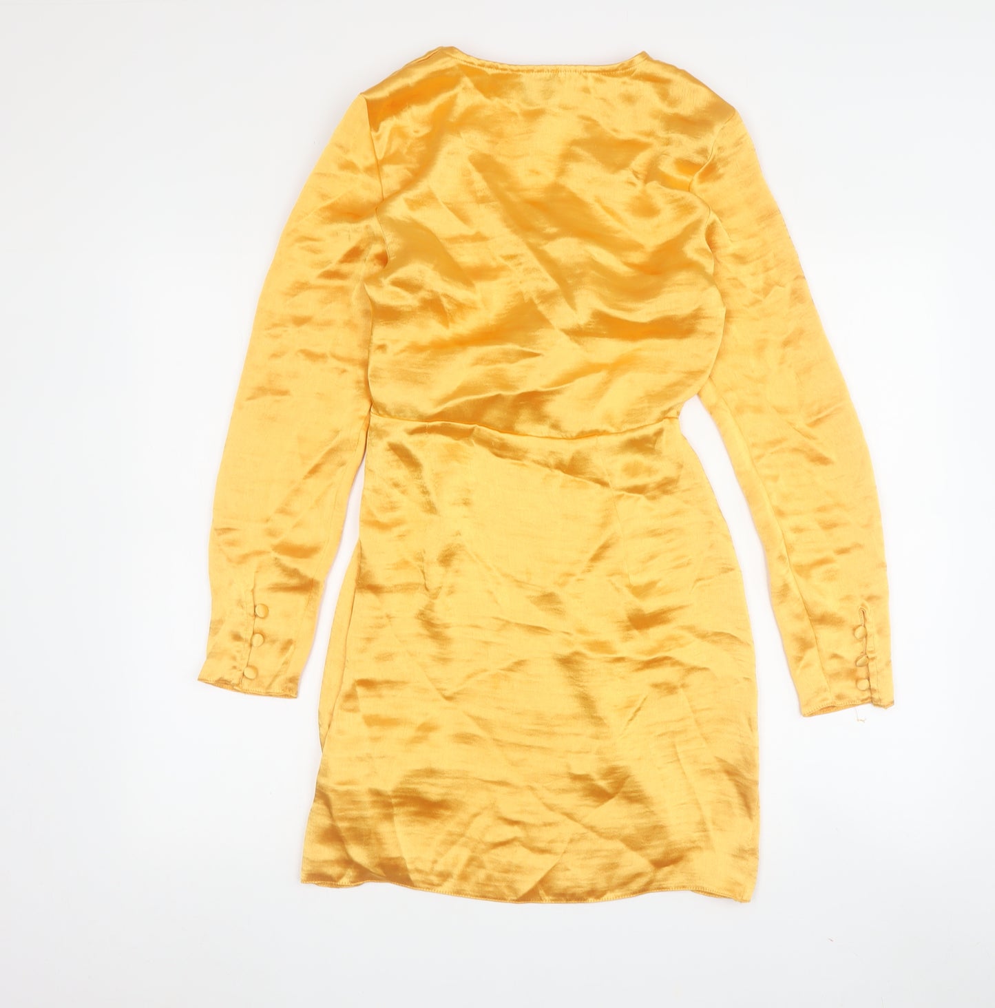 ASOS Women’s Yellow Wrap Dress, Size 8, Belted V-Neck