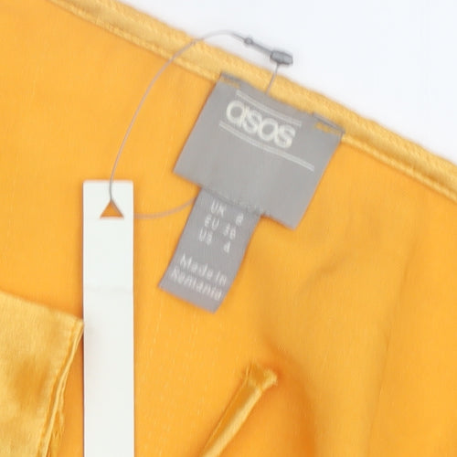 ASOS Women’s Yellow Wrap Dress, Size 8, Belted V-Neck