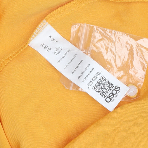 ASOS Women’s Yellow Wrap Dress, Size 8, Belted V-Neck