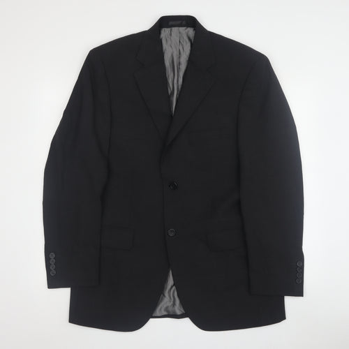 Hasp Men's Black Suit Jacket 40R Wool Blend