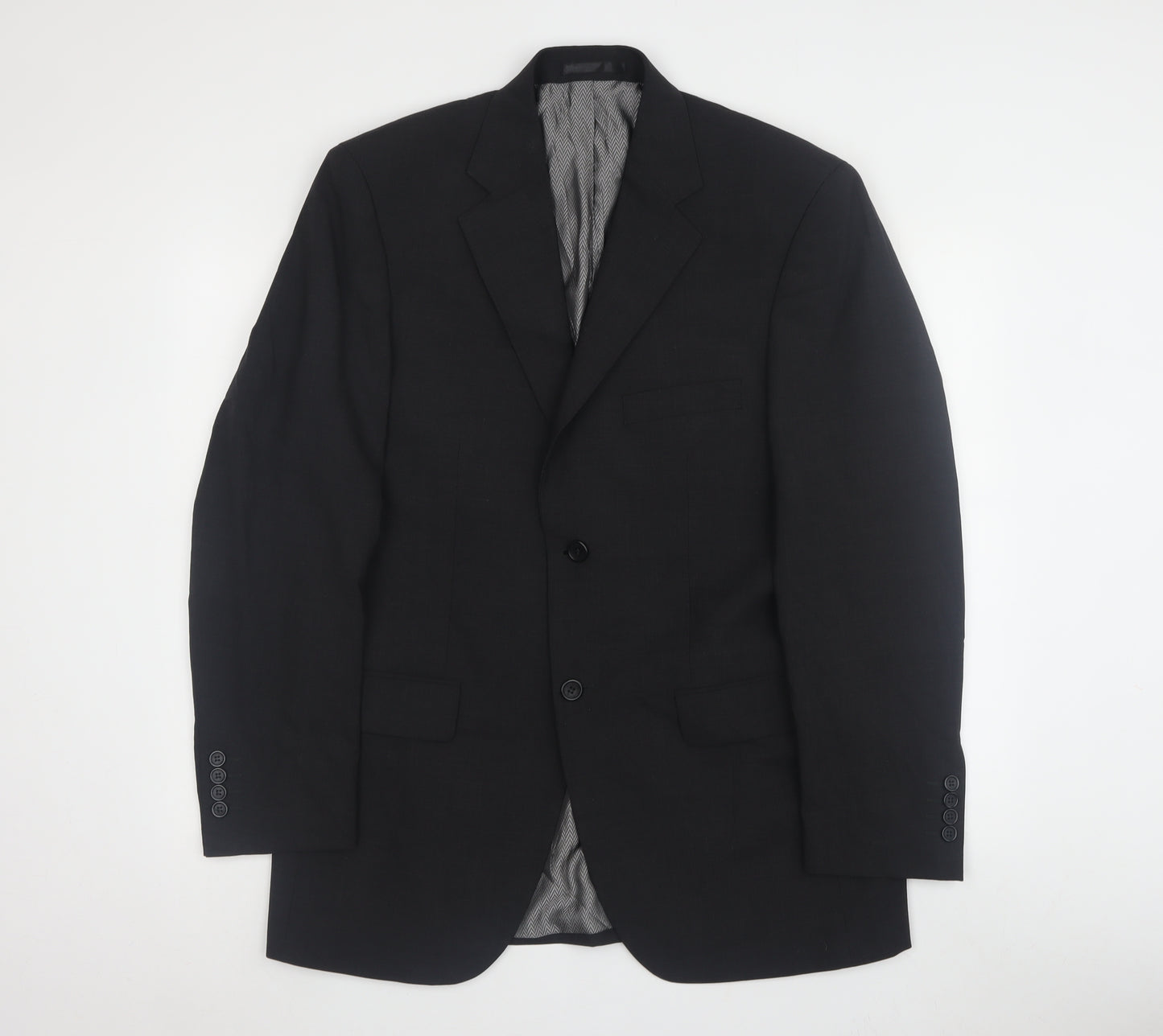 Hasp Men's Black Suit Jacket 40R Wool Blend