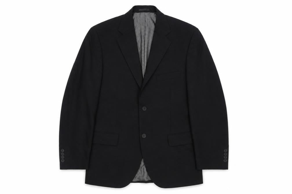 Front view of Hasp Men's Black Suit Jacket 40R Wool Blend