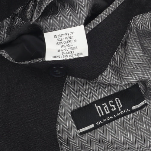 Hasp Men's Black Suit Jacket 40R Wool Blend