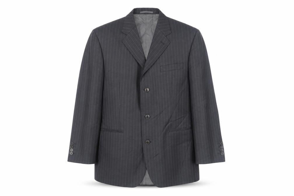 Front view of Pierre Cardin Men's Grey Striped Blazer 40S