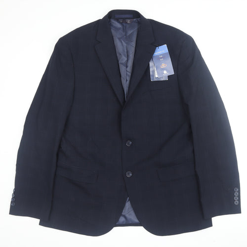 Marks and Spencer Men's Blue Check Blazer 40R