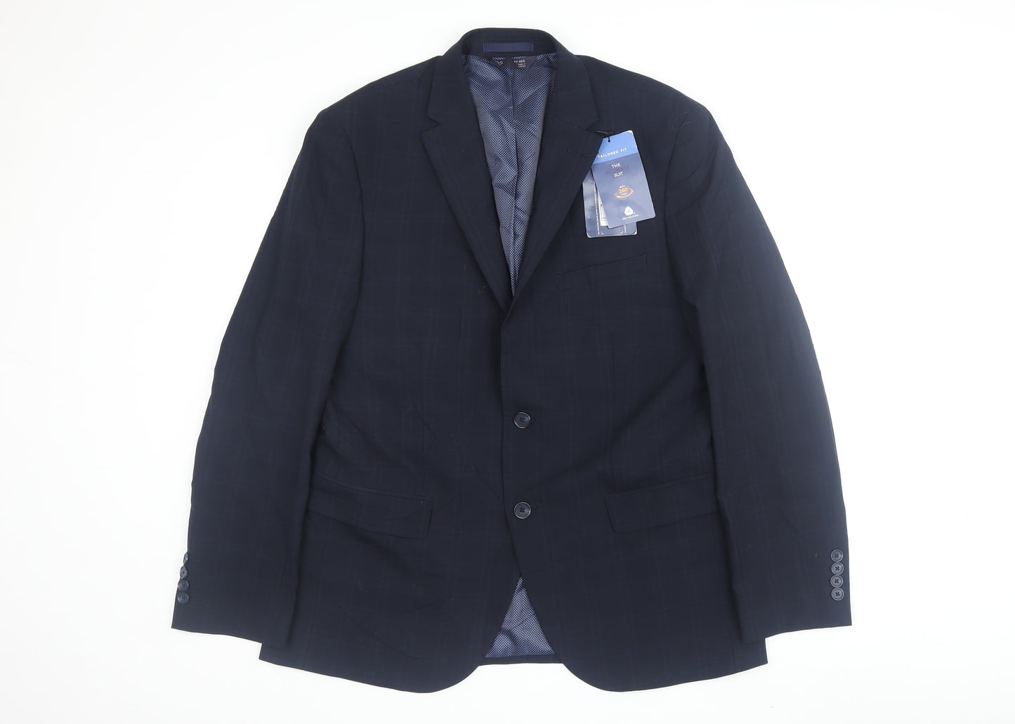 Marks and Spencer Men's Blue Check Blazer 40R