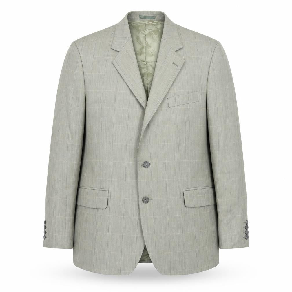 Front view of Magee Men's Grey Check Blazer 44S Single-Breasted
