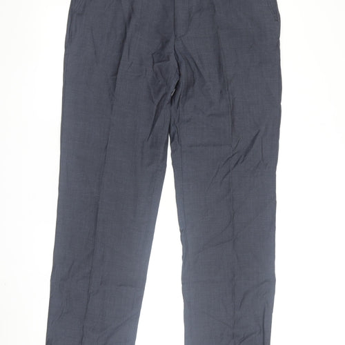 F&F Men's Grey Dress Pants, Size L, 100% Wool