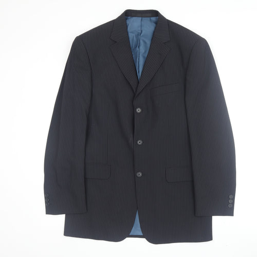 Marks and Spencer Men's Blue Striped Suit Jacket 38R