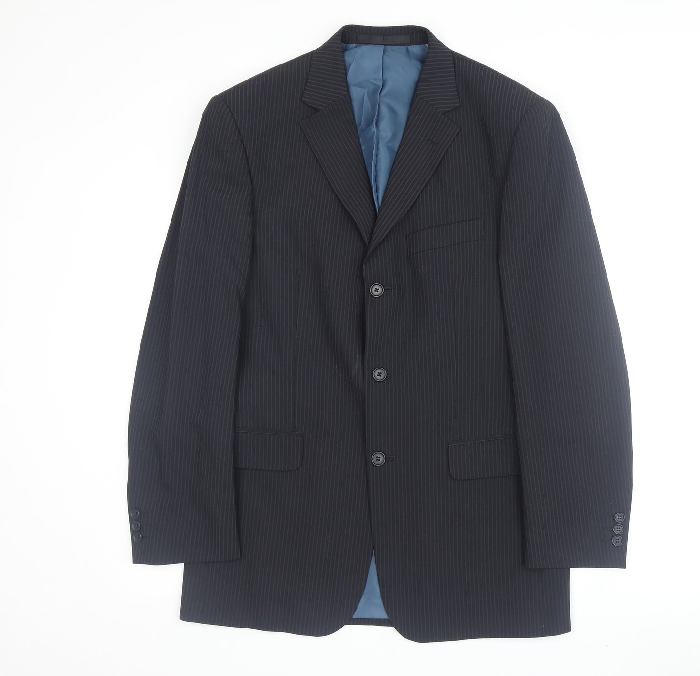 Marks and Spencer Men's Blue Striped Suit Jacket 38R